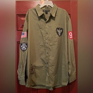 Rocawear Olive Green Casual Button Down Shirt